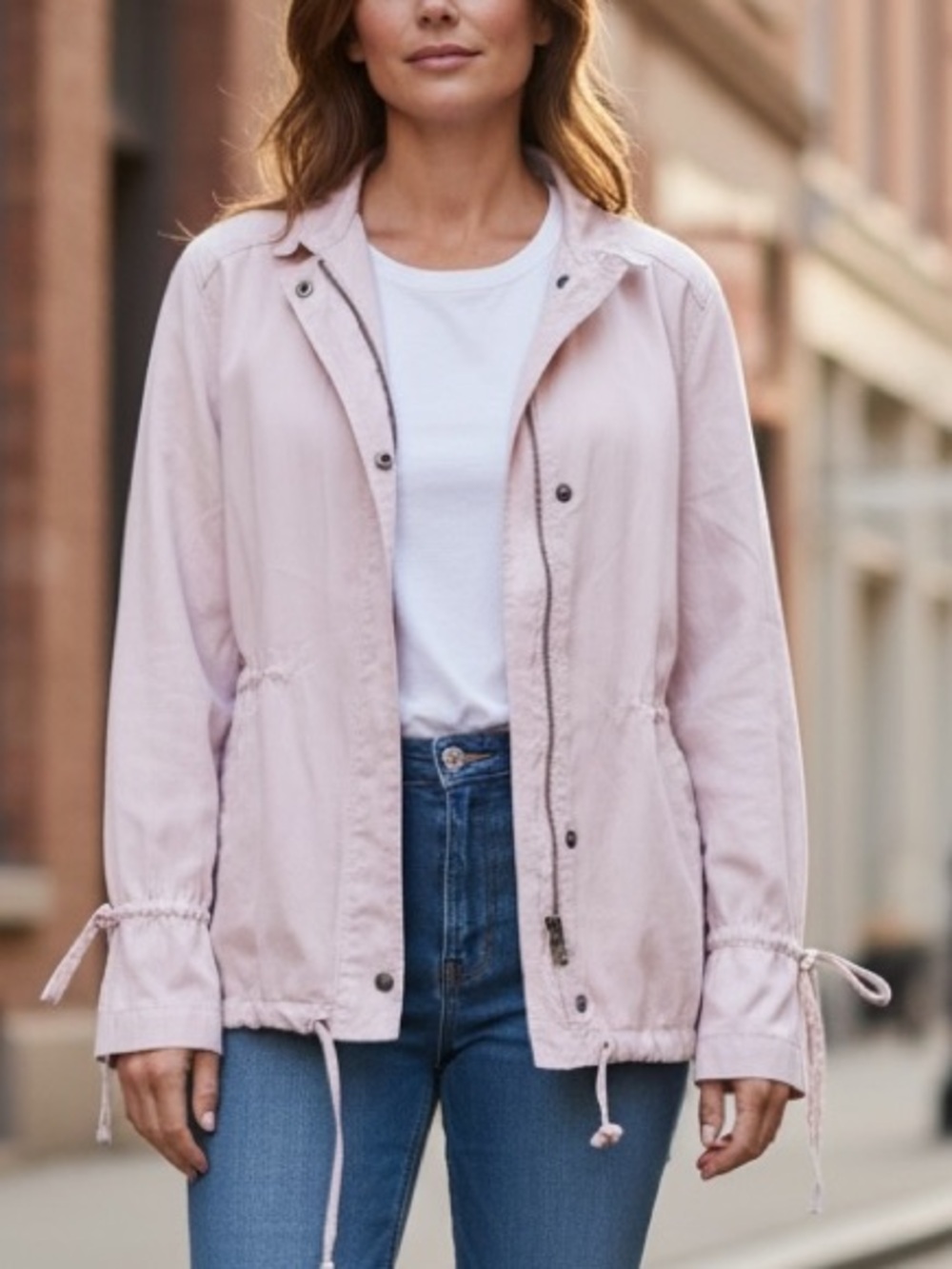 HINGE Light Pink 100% Lyocell Soft bomber spring jacket size S